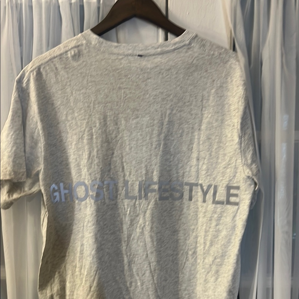 GHOST lifestyle reflective T-Shirt Gray Men’s  Size Large On Premium Basic TEE
